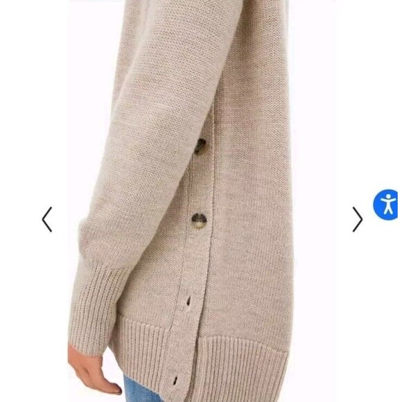 Tuckernuck Bexley Pullover Mock Sweater Mock Neck Dune Side Buttons Size XS - Picture 2 of 9